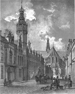 Alkmaar - de St. Laurenskerk en het Stadhuis